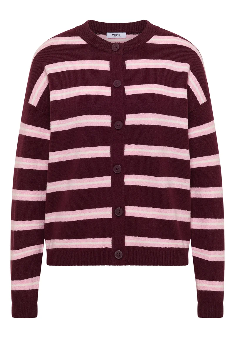 Strick-Cardigan mit Rundhals und Streifen