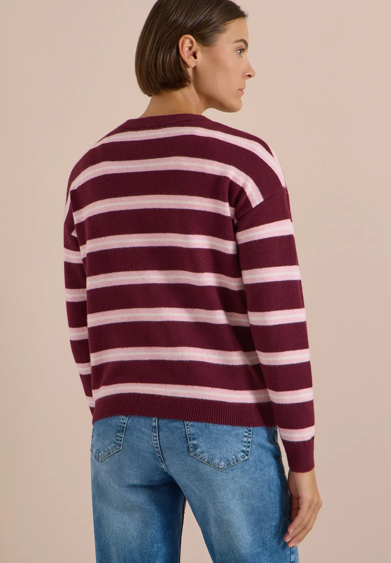 Strick-Cardigan mit Rundhals und Streifen