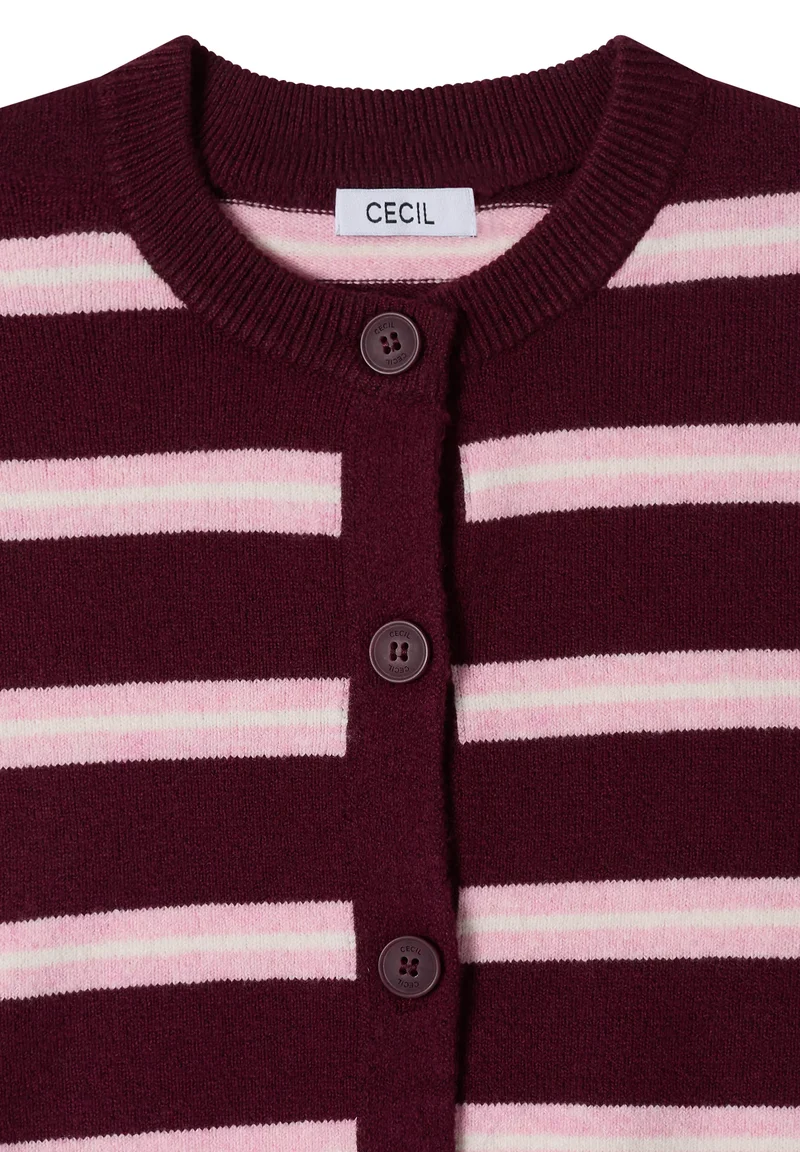 Strick-Cardigan mit Rundhals und Streifen