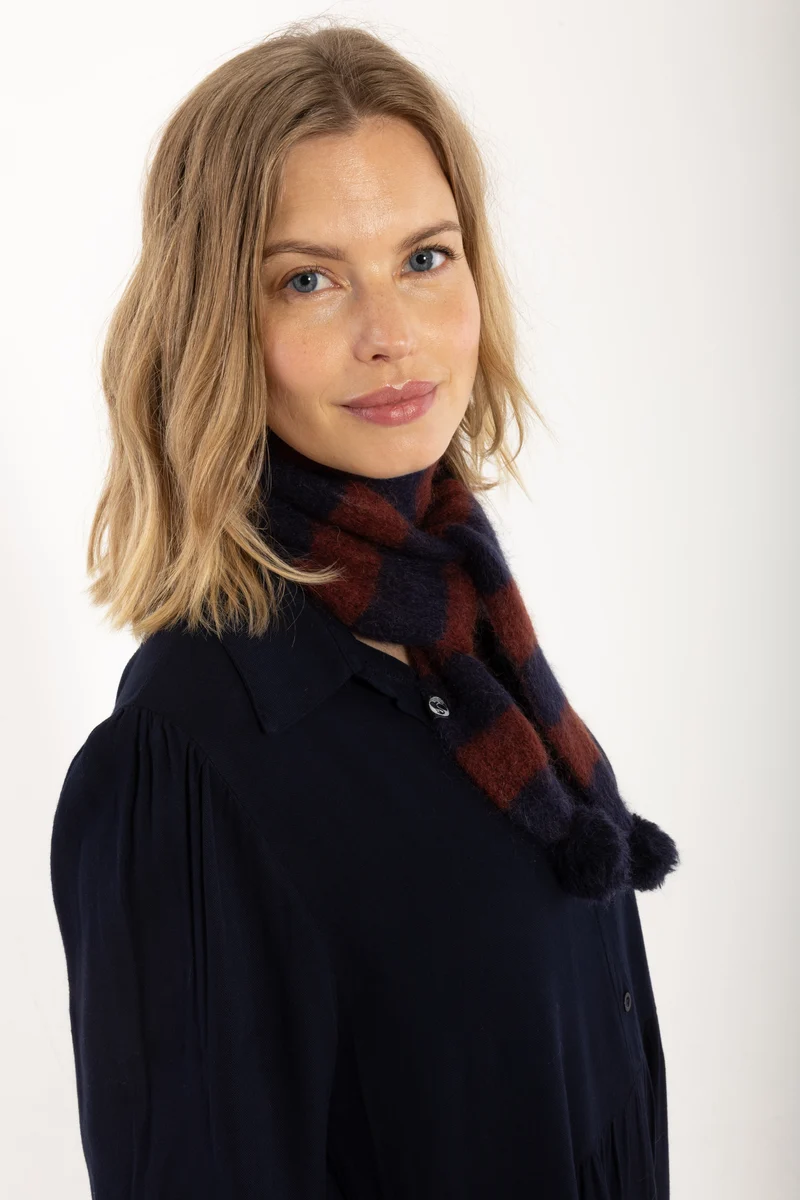 Danecabinfever Wool Scarf Dark Navy/Dark Wine
