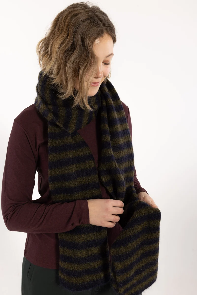 Danefrosty Wool Scarf Dark Navy/Dark Olive