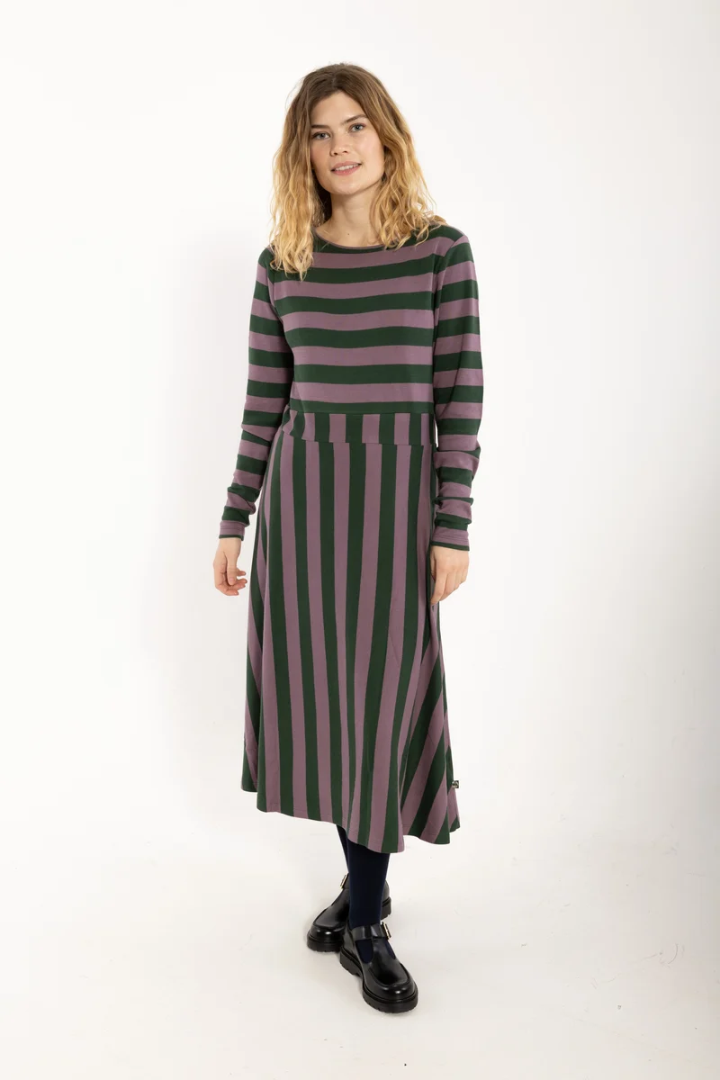 Daneviborg LS Interlock Dress Dark Forest/Grey Plum