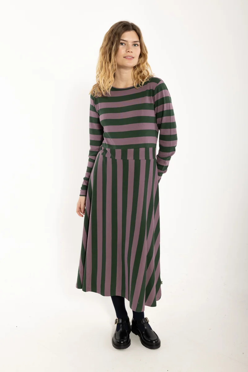 Daneviborg LS Interlock Dress Dark Forest/Grey Plum