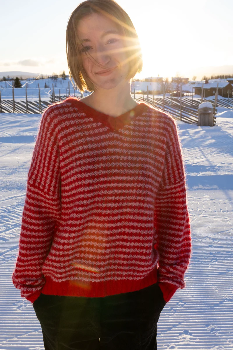 Danerelative Mohair Sweater Dark Red/Cold Pink