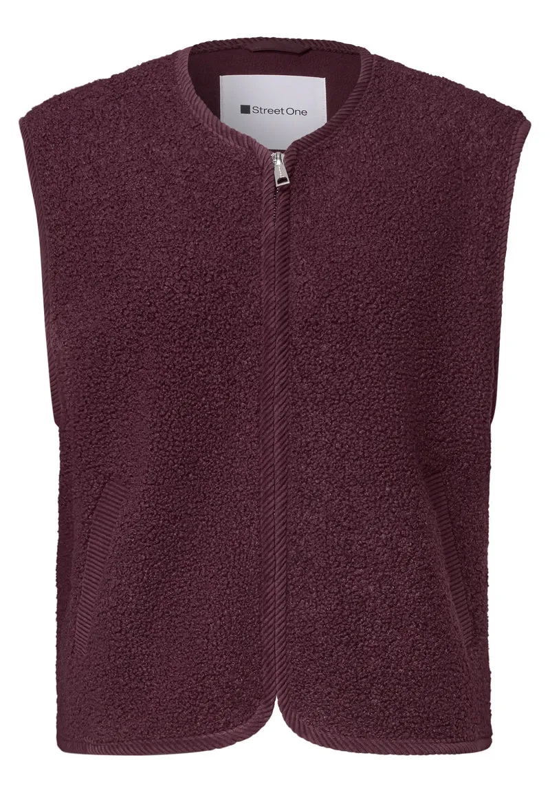 Teddy-Weste mit Zipper und Corddetails