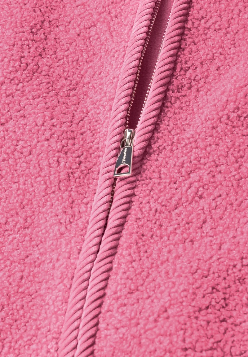 Teddy-Weste mit Zipper und Corddetails