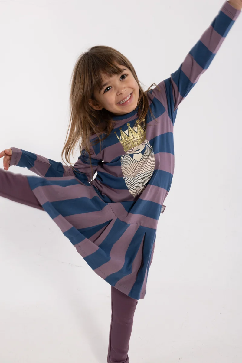 Daneseahorse Heavy Dress Dark Grey Blue/Grey Plum PRINSESSE