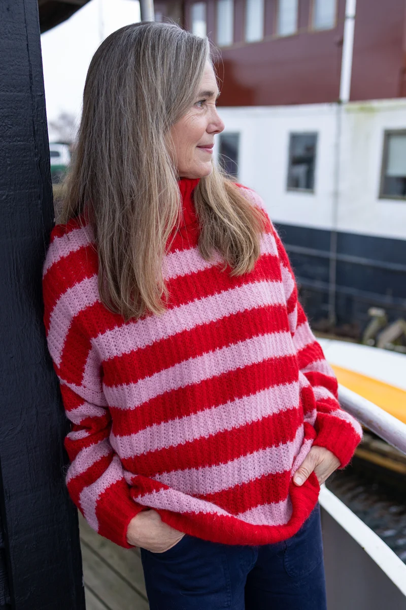 Danecaring Mohair Rollneck Sweater Dark Red/Cold Pink