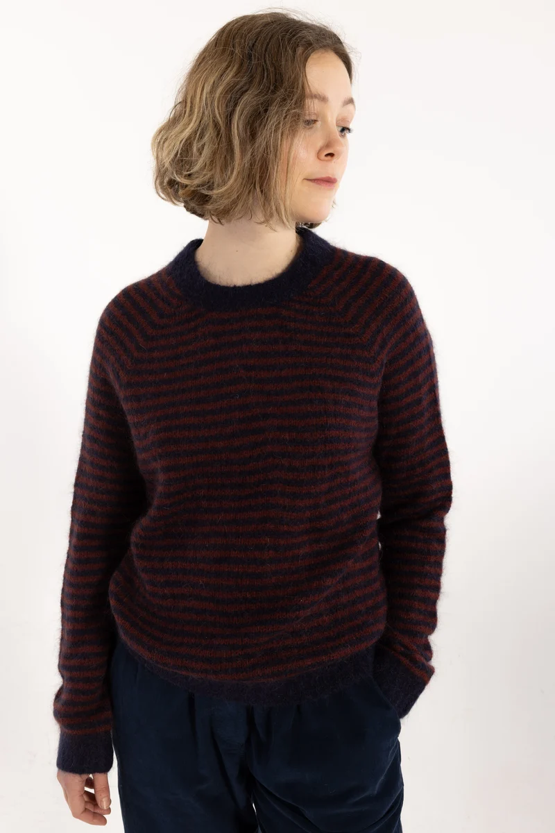 Daneherbal Mohair Sweater Dark Navy/Dark Wine