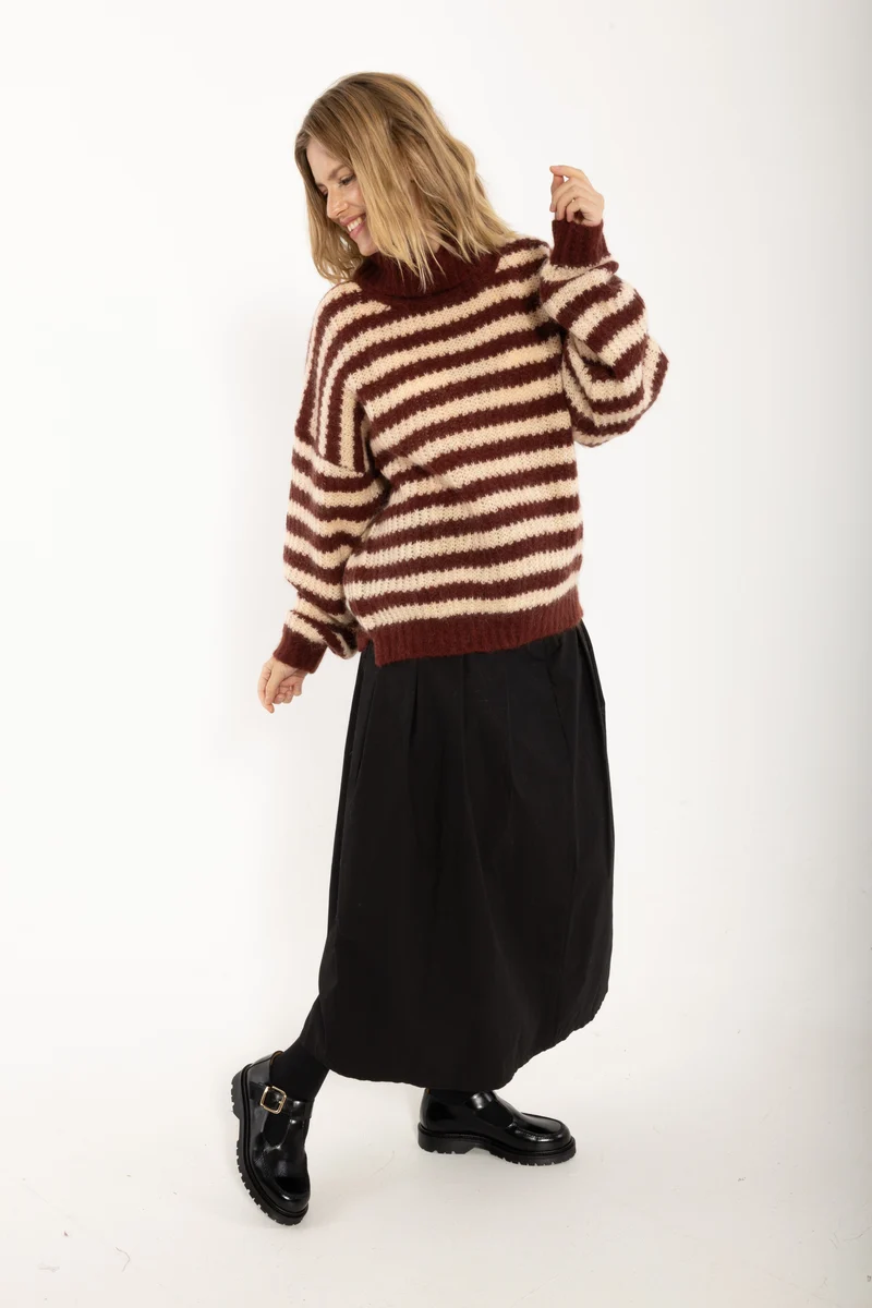 Danecaring Mohair Rollneck Sweater Nougat/Dark Wine