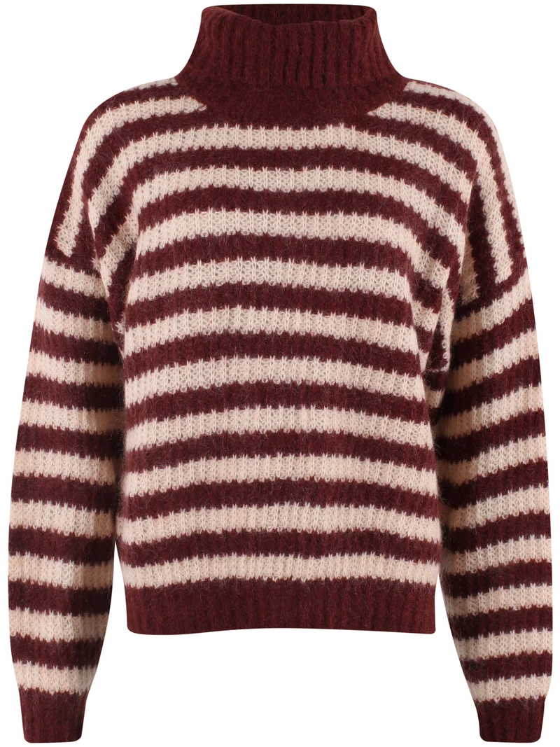 Danecaring Mohair Rollneck Sweater Nougat/Dark Wine