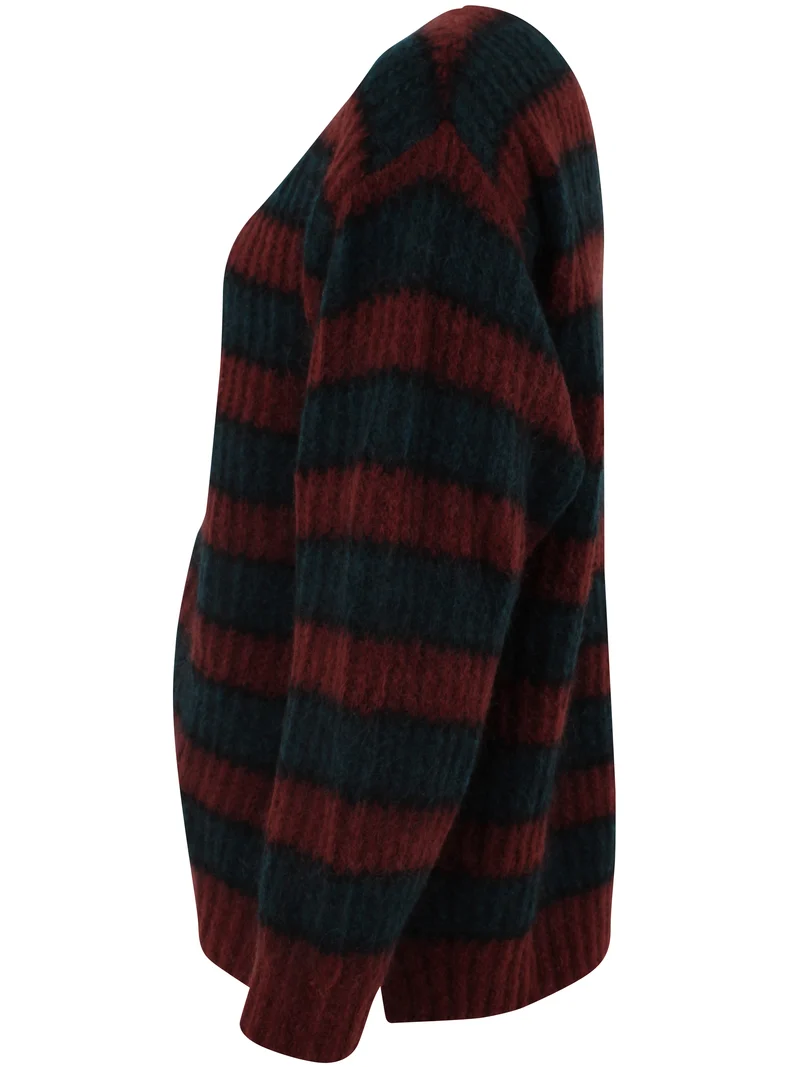 Danefamily Mohair Cardigan Black/Dark Wine/Dark Forest