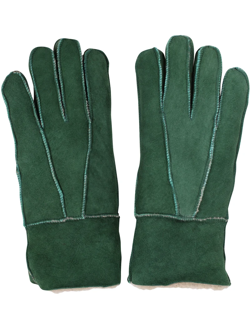 No Waste Sheepskin Finger Gloves Fall Green