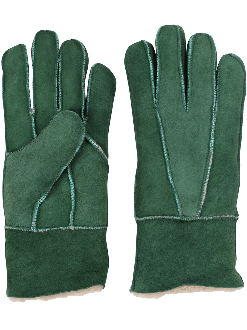 No Waste Sheepskin Finger Gloves Fall Green