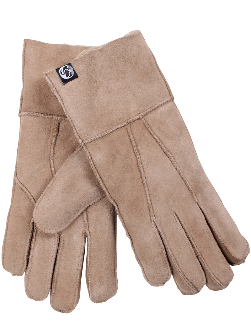 No Waste Sheepskin Finger Gloves Light Camel