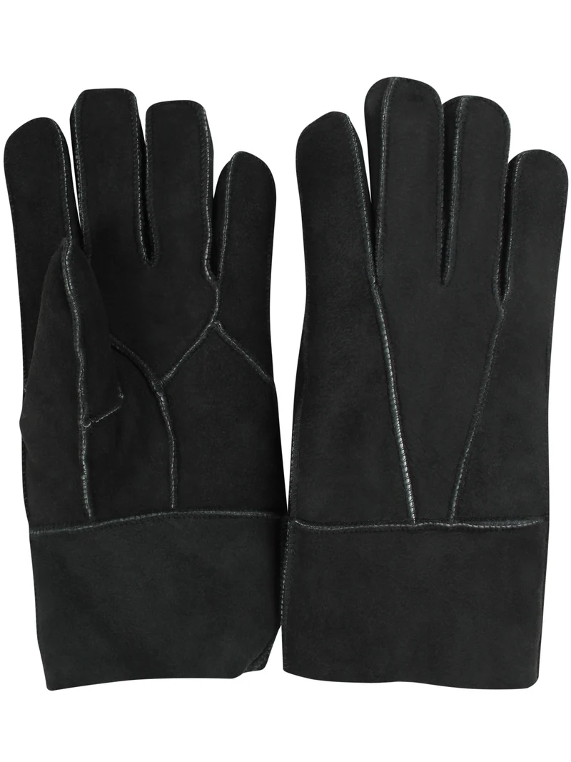 No Waste Sheepskin Finger Gloves Blackish Green