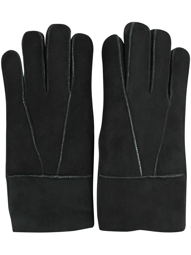 No Waste Sheepskin Finger Gloves Blackish Green