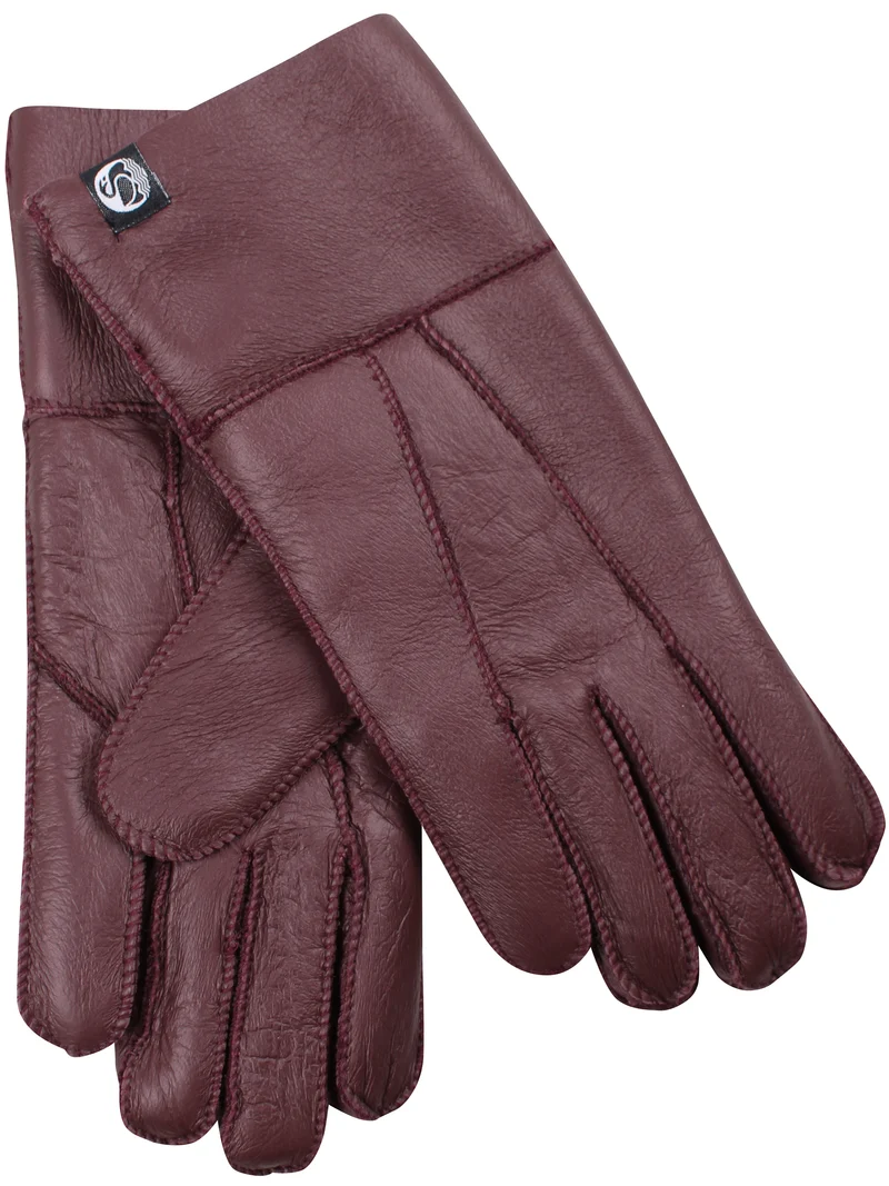 No Waste Sheepskin Finger Gloves Wine