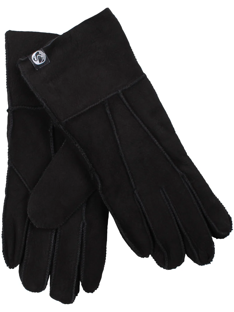 No Waste Sheepskin Finger Gloves Black