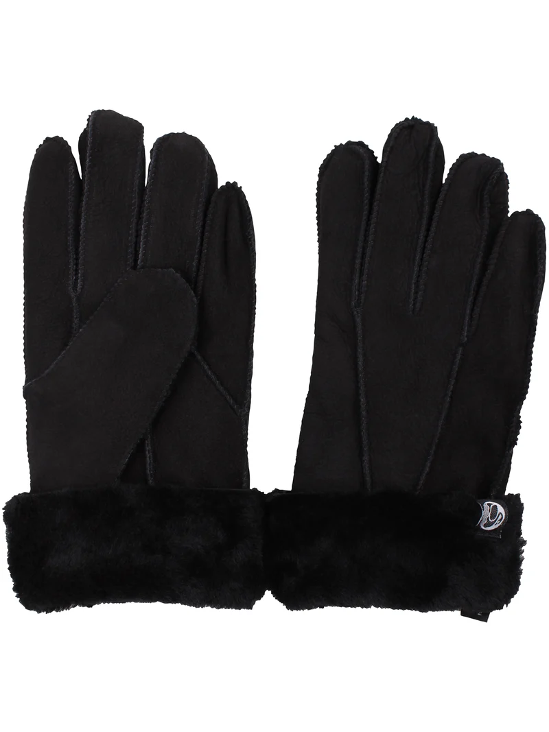 No Waste Sheepskin Finger Gloves Black