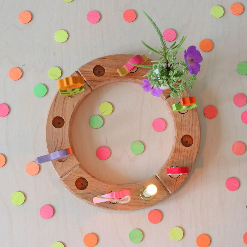 Konfettitaler, Regenbogen, NEON, Holz, wiederverwendbar | Grimms
