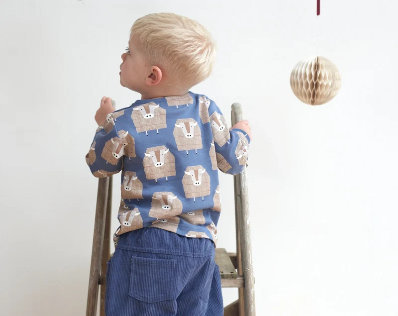 Langarmshirt aus Biobaumwolle mit Büffeln, unisex | pigeon
