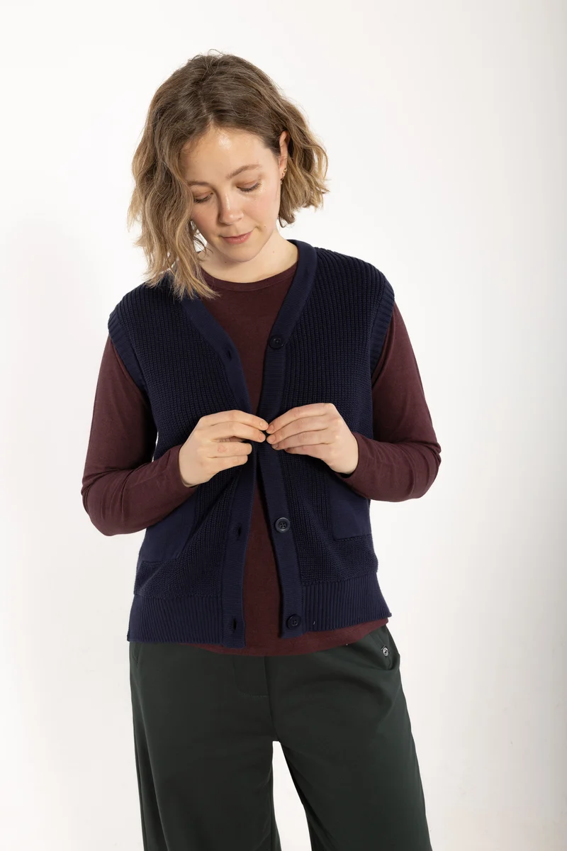 Danegentle Cotton Sweater Vest Dark Navy