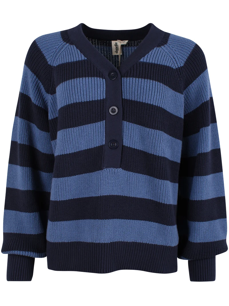 Danediscreet Boxy Knit Sweater Dark Navy/Porcelaine