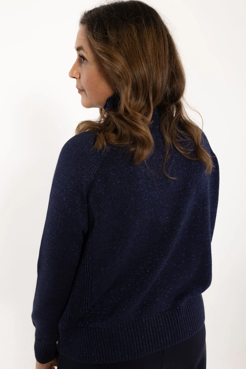 Danenorma Highneck Glitter Sweater Dark Navy