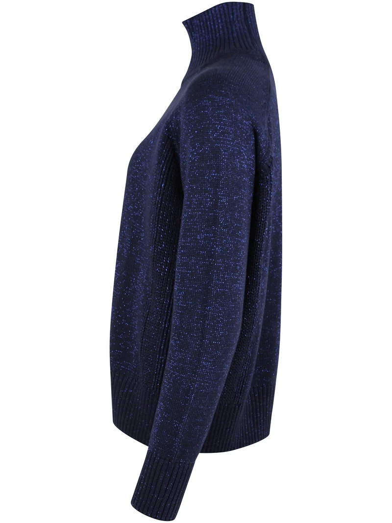 Danenorma Highneck Glitter Sweater Dark Navy