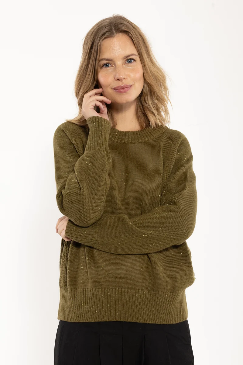 Danegertrud Glitter Sweater Dark Olive