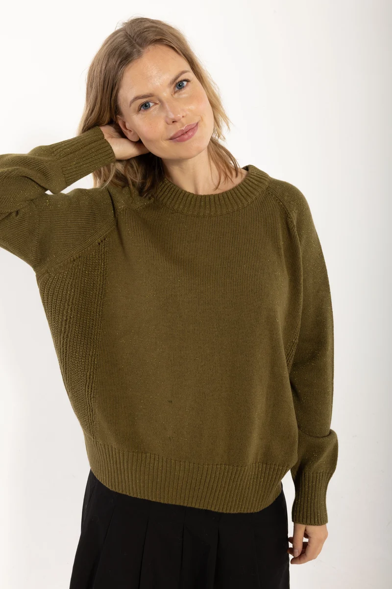 Danegertrud Glitter Sweater Dark Olive