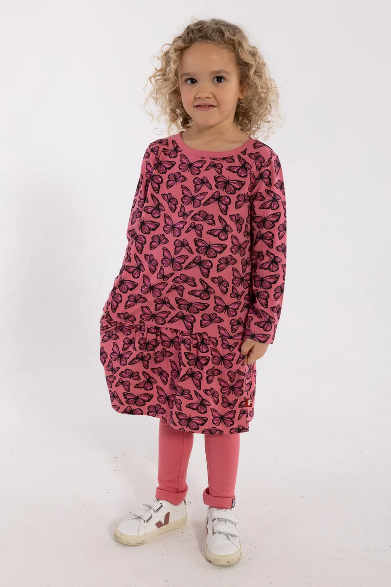 Dyrzanzi LS AOP/STRIB Dress Soft Cherry FLUTTER