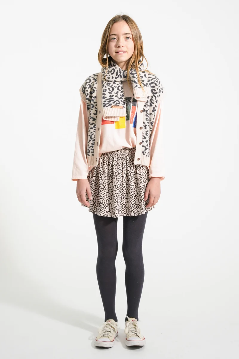 Knitted waistcoat black animal print