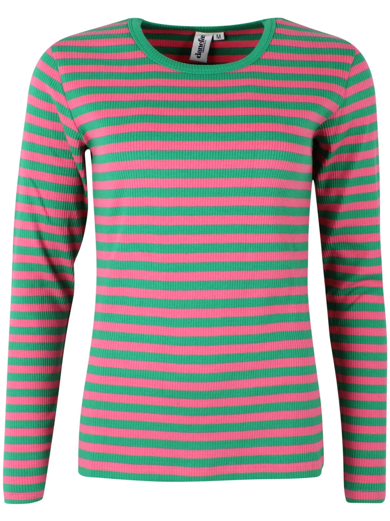 ESS - Danepartner LS Ribbing Tee Soft Cherry/Green