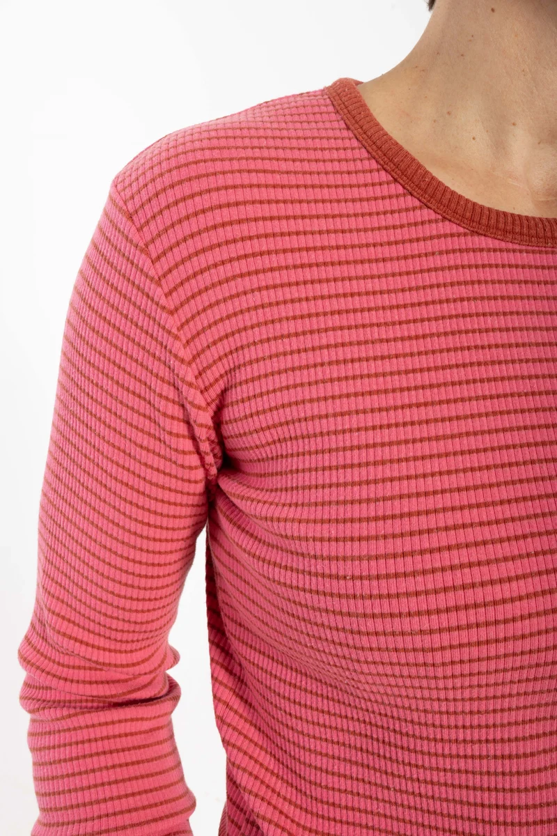 ESS - Danepartner LS Ribbing Tee Soft Cherry/Chili