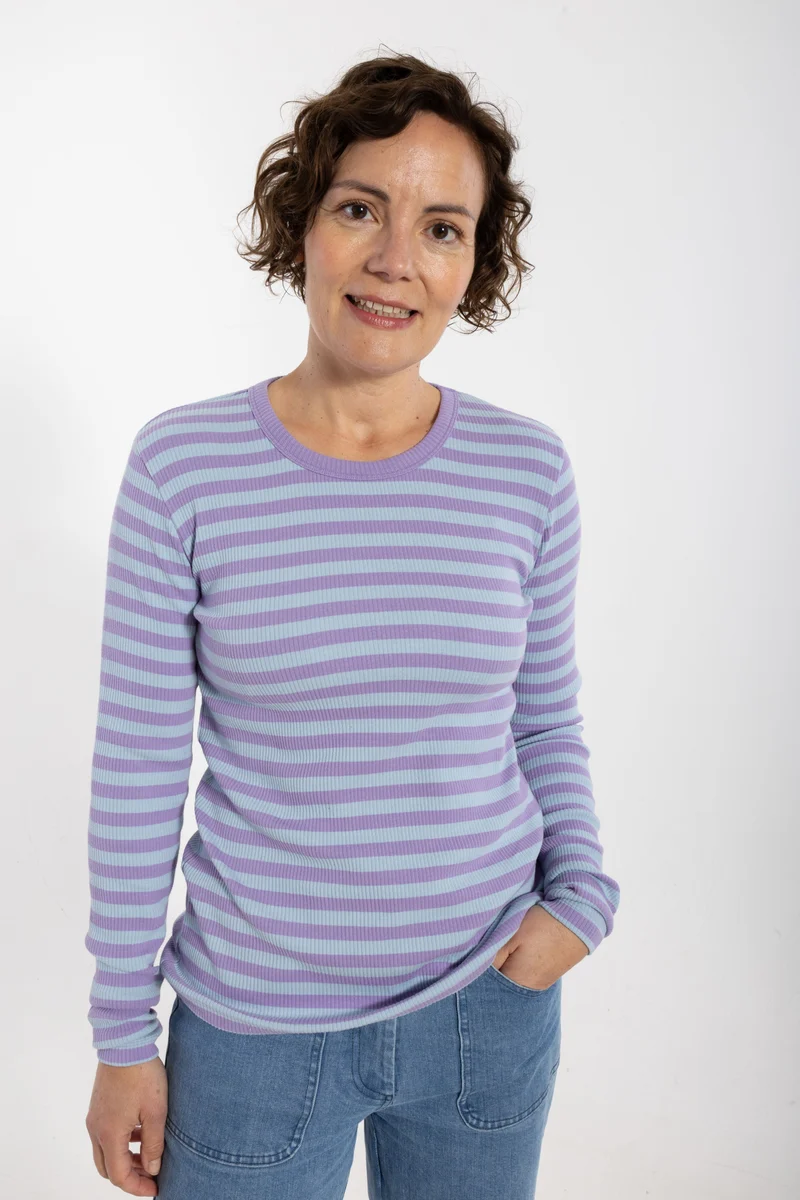 ESS - Danepartner LS Ribbing Tee Light Lilac/Cold Sky