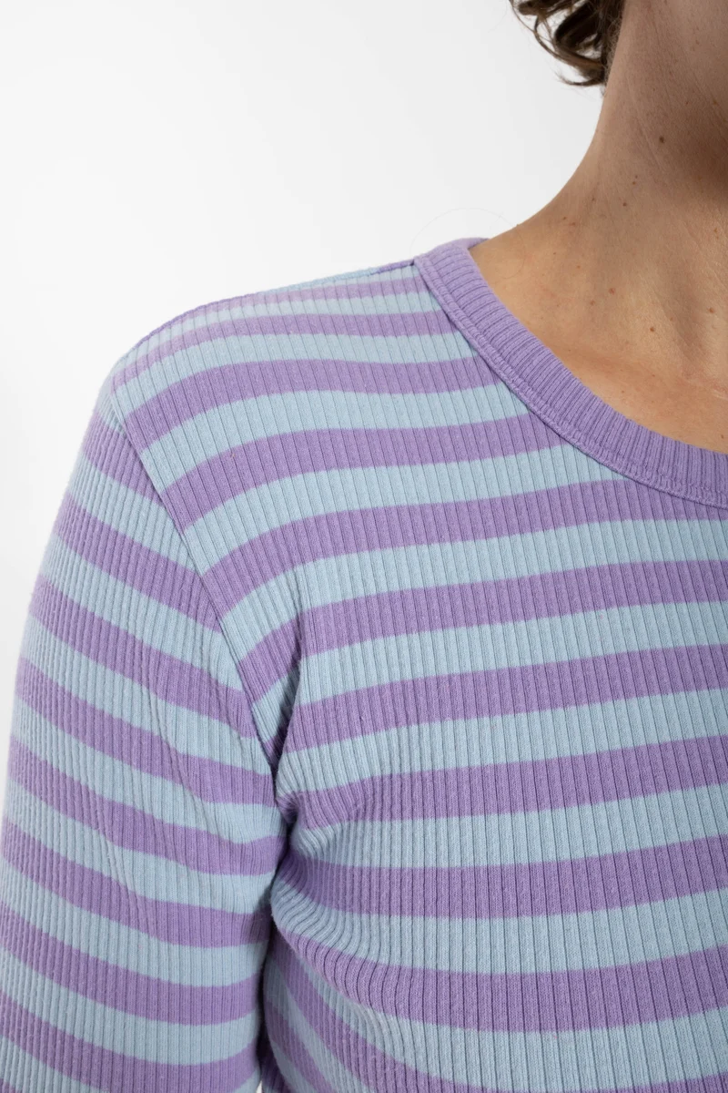 ESS - Danepartner LS Ribbing Tee Light Lilac/Cold Sky