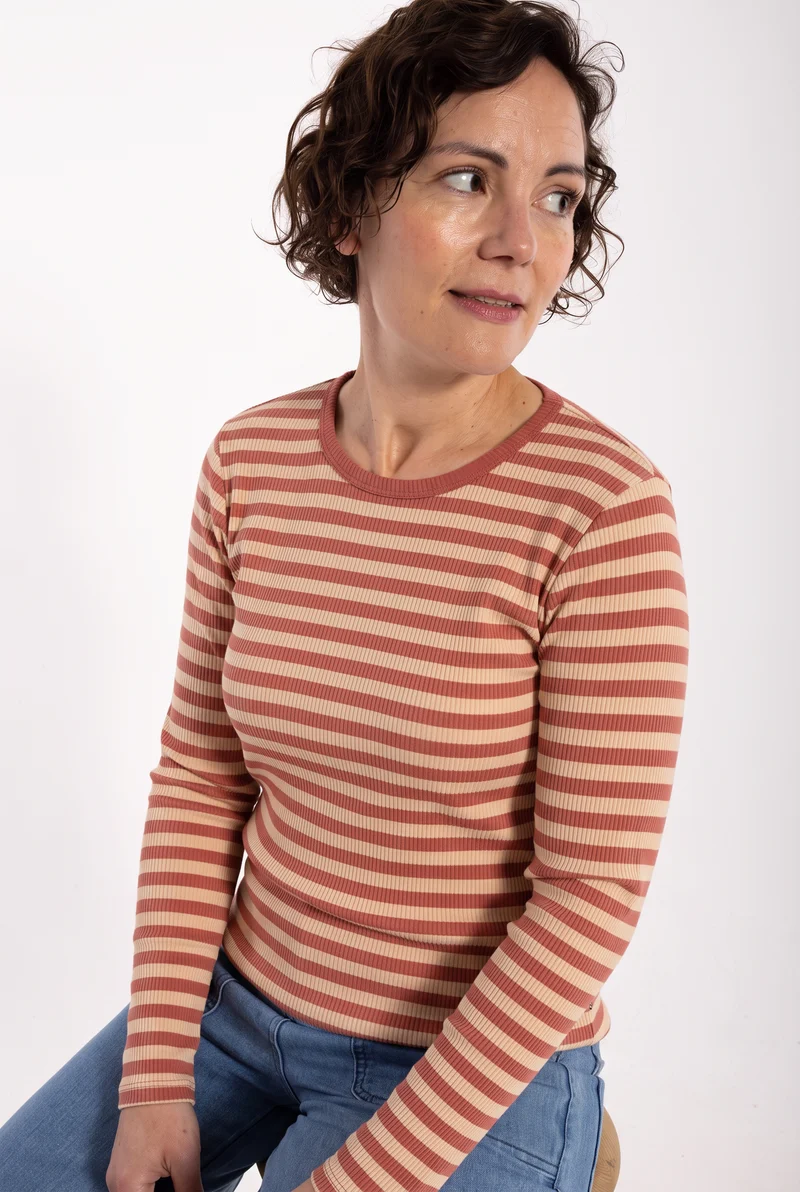 ESS - Danepartner LS Ribbing Tee Aragon/Nougat