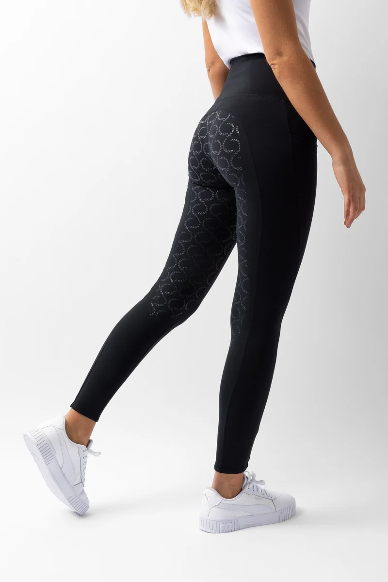 Gillian Damen Reitleggings aus Kompressionsmaterial mit Vollbesatz Schwarz 34