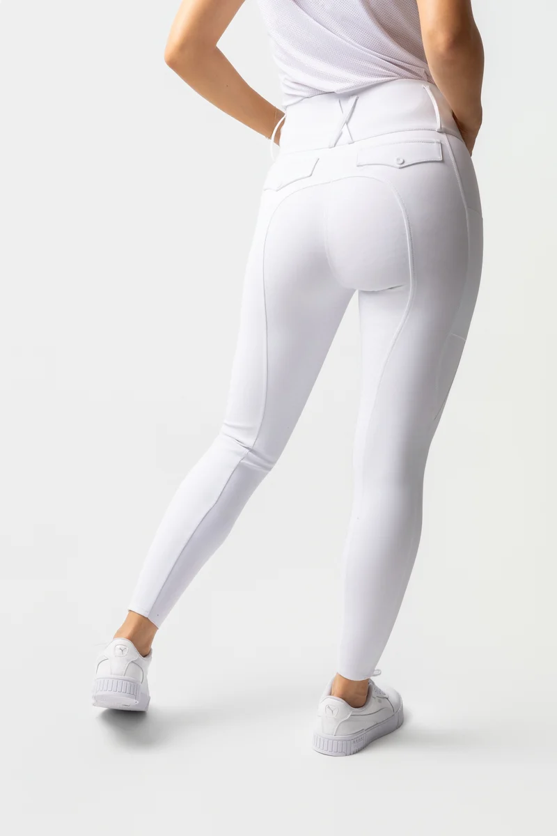 Leonie Damenreithose mit Vollbesatz aus Silikon UPF 40+ White 32