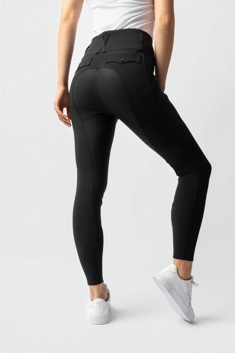 Leonie Damenreithose mit Vollbesatz aus Silikon UPF 40+ Black 32