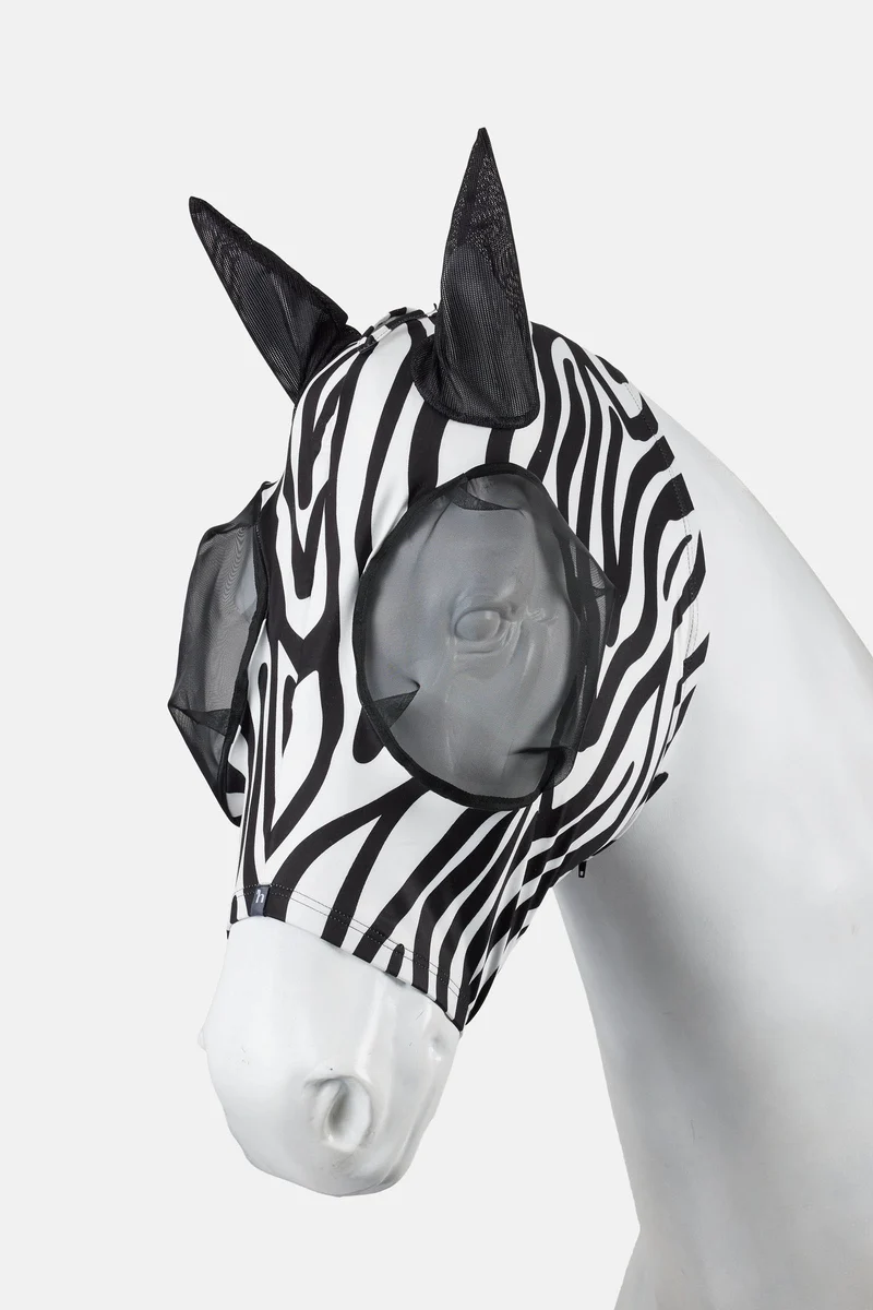 Ibiza Elastic Fliegenmaske mit Reißverschluss Black/White V