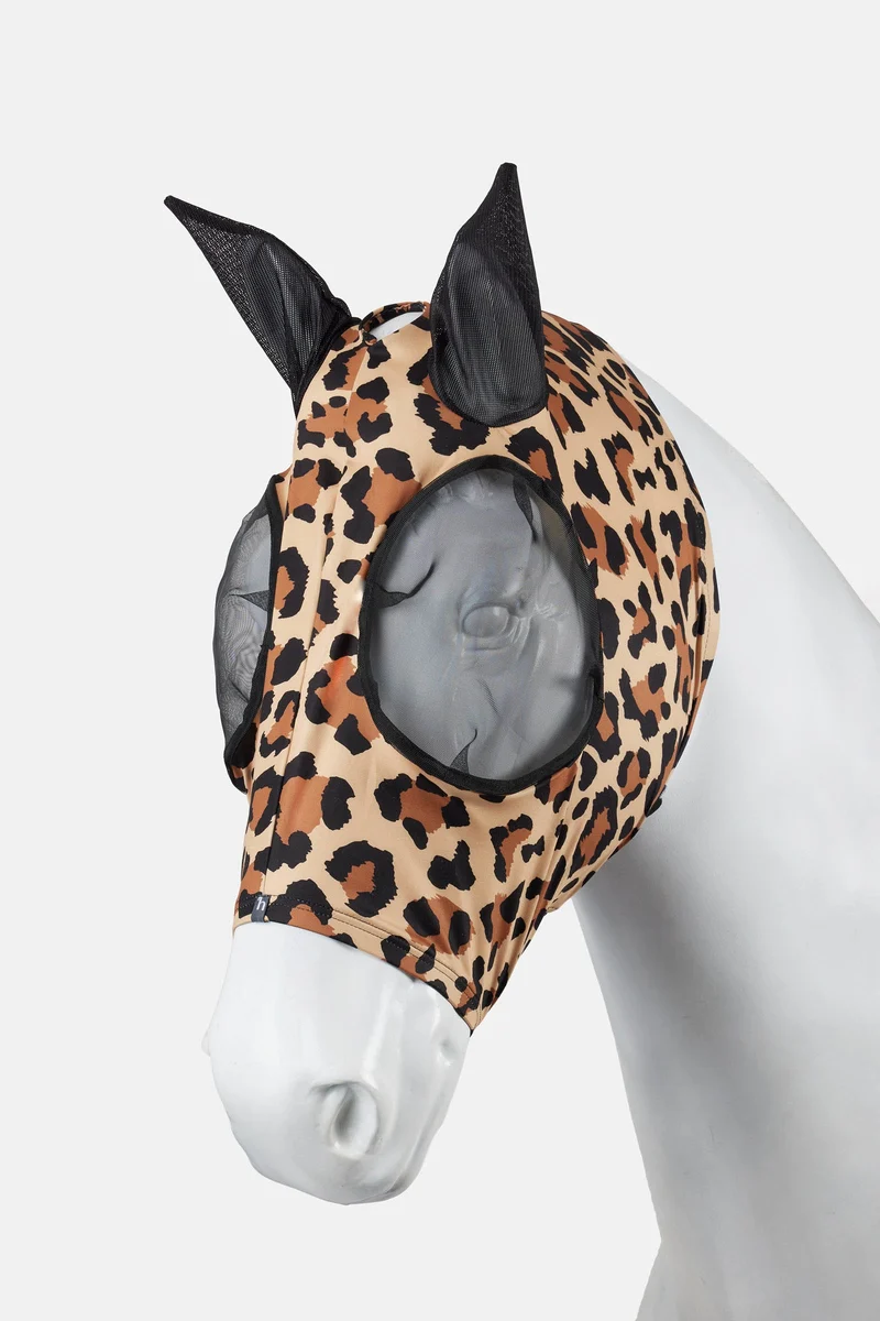 Ibiza Elastic Fliegenmaske mit Reißverschluss Braun/Leopard X-Full