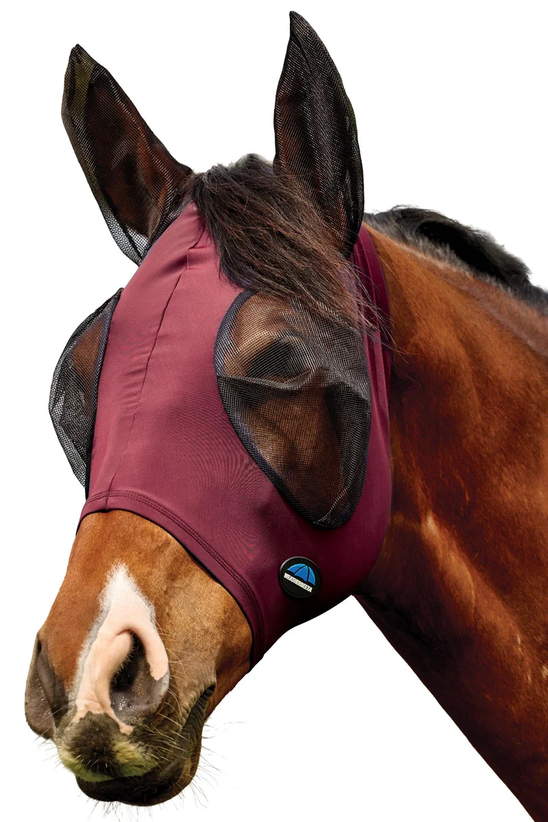 Comfitec Deluxe Stretch Fliegenmaske mit Ohren Burgundy/Black L
