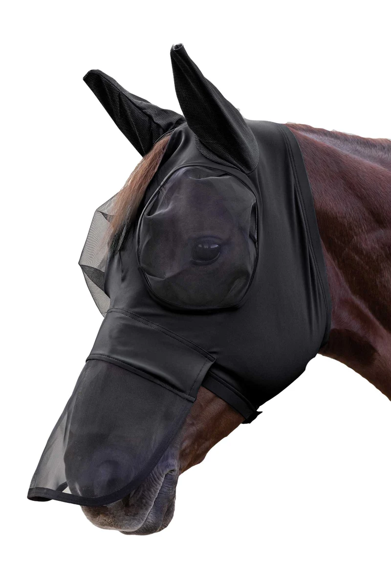 Puck Fliegenmaske mit Nasenschutz und UV-Schutz Black V