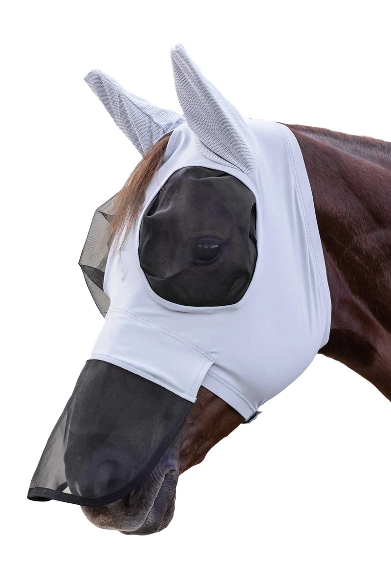Puck Fliegenmaske mit Nasenschutz und UV-Schutz Silver Grey WB