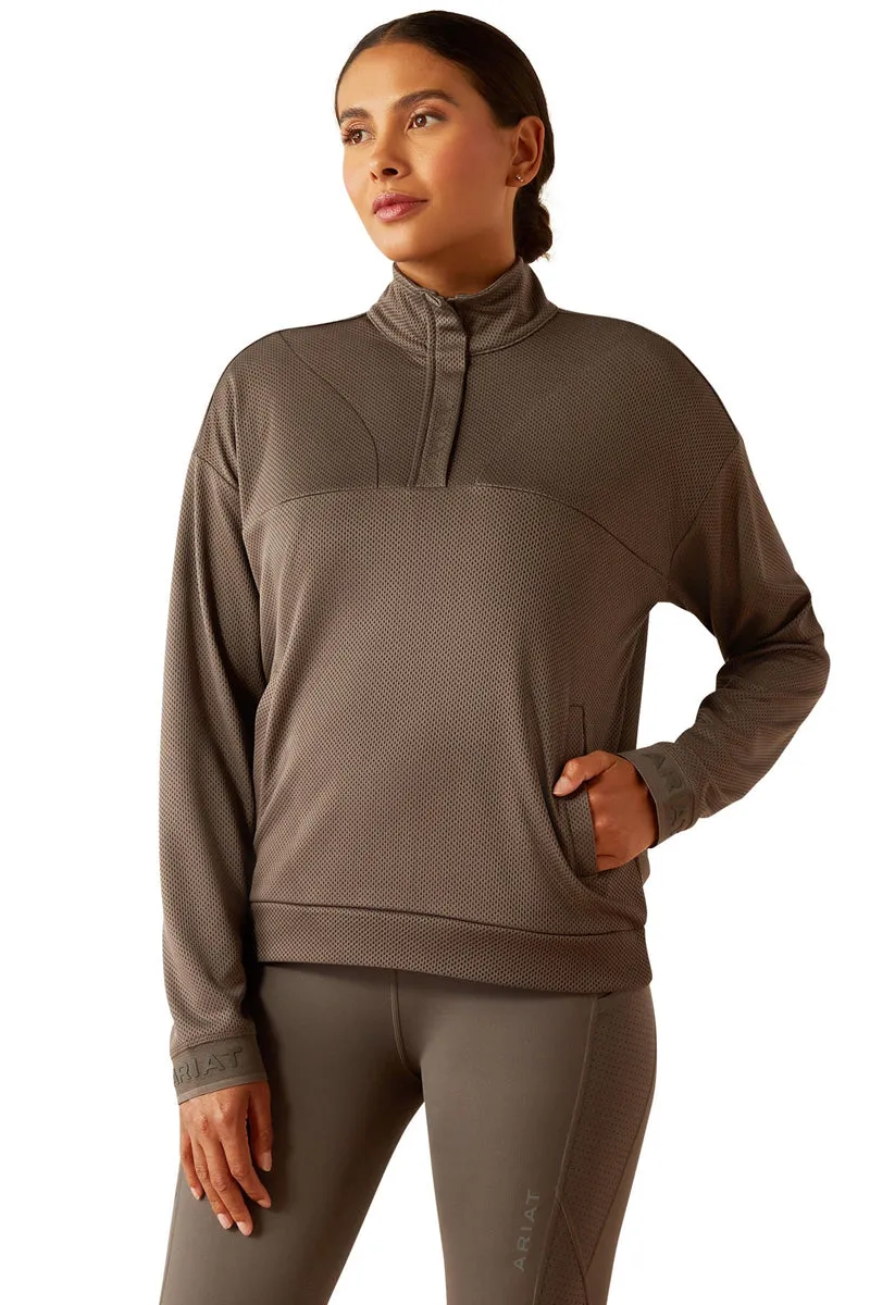 Breathe Damen Sweatshirt mit 1/2 Reißverschluss Plum Grey M
