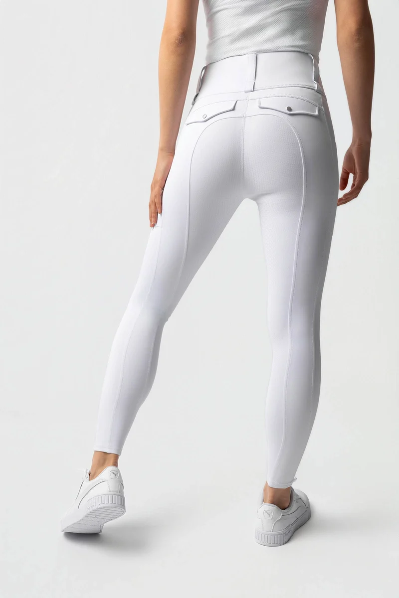 Damenreitleggings Anya mit Vollbesatz aus Silikon UPF 50+ White 34