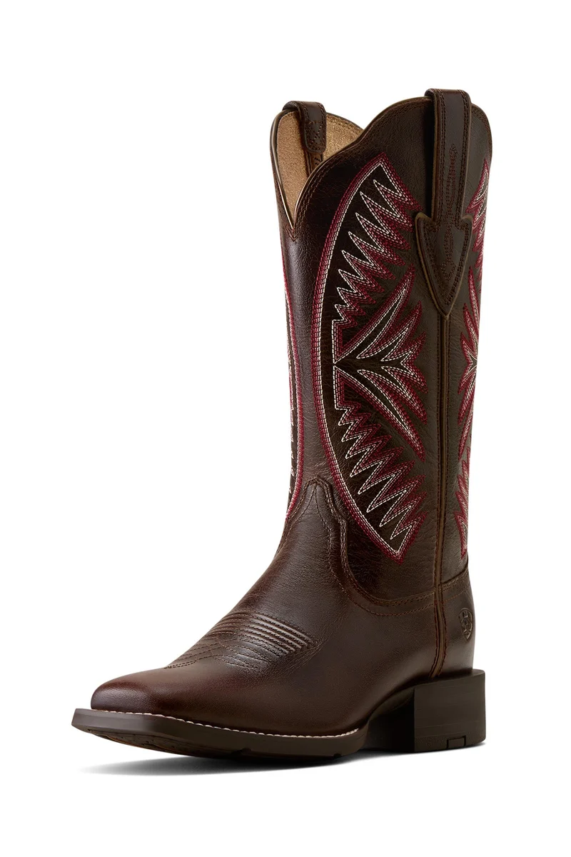 Damen Round Up Ruidoso Westernstiefel mit breiter eckiger Zehenpartie Arizona Brown 36/B